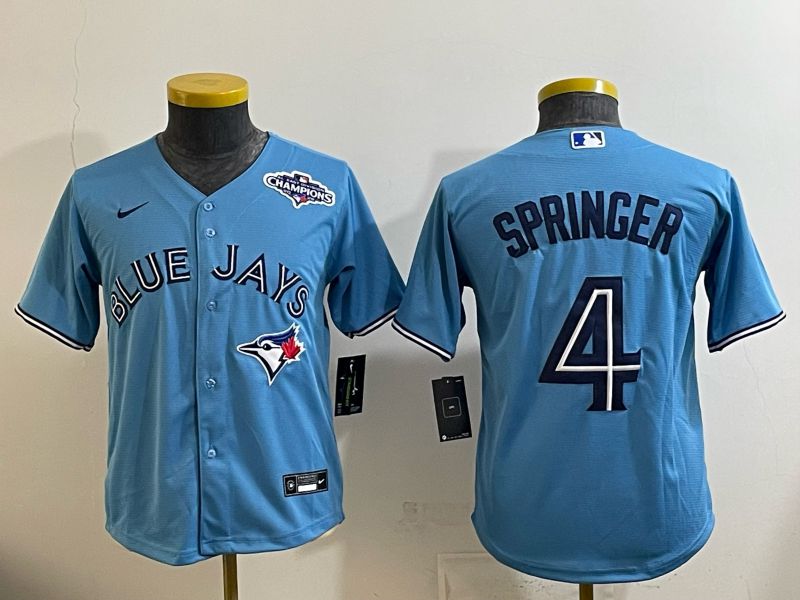 Youth 2025 Nike Toronto Blue Jays #4 Springer Light Blue Game MLB Jersey 02->youth mlb jersey->Youth Jersey